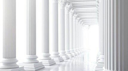 Fototapeta premium A row of white columns in a white room. Suitable for architectural projects