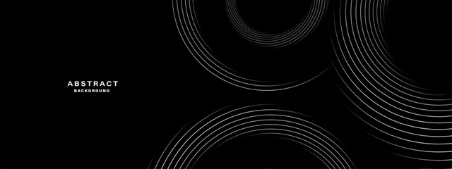 Black abstract background with spiral shapes. Technology futuristic template. Vector illustration.
