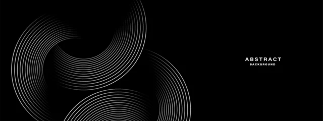 Poster Black abstract background with spiral shapes. Technology futuristic template. Vector illustration.  © kanpisut