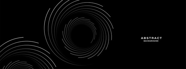 Black abstract background with spiral shapes. Technology futuristic template. Vector illustration.
