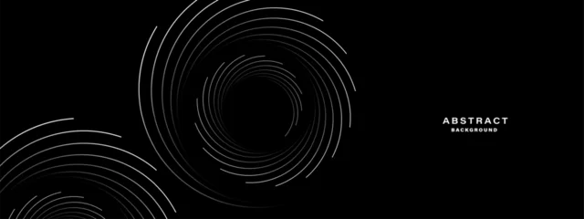 Gordijnen Black abstract background with spiral shapes. Technology futuristic template. Vector illustration.  © kanpisut