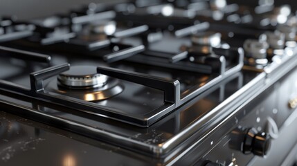 Fototapeta na wymiar Close up of stove top burners, perfect for kitchen appliance designs