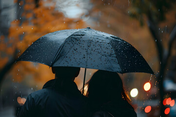 a couple sharing an umbrella in the rain
