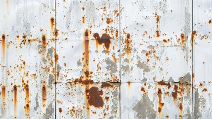 A rusty metal wall against a plain white background. Perfect for industrial or grunge themed designs