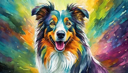 Fotobehang Colorful abstract pop art beautiful dog © clsdesign