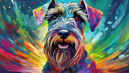 Colorful abstract pop art beautiful terrier dog - obrazy, fototapety, plakaty