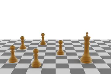 Chess pieces on the board - 3d render