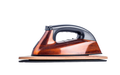 A brown iron sits gracefully on a wooden board, showcasing a unique blend of strength and elegance