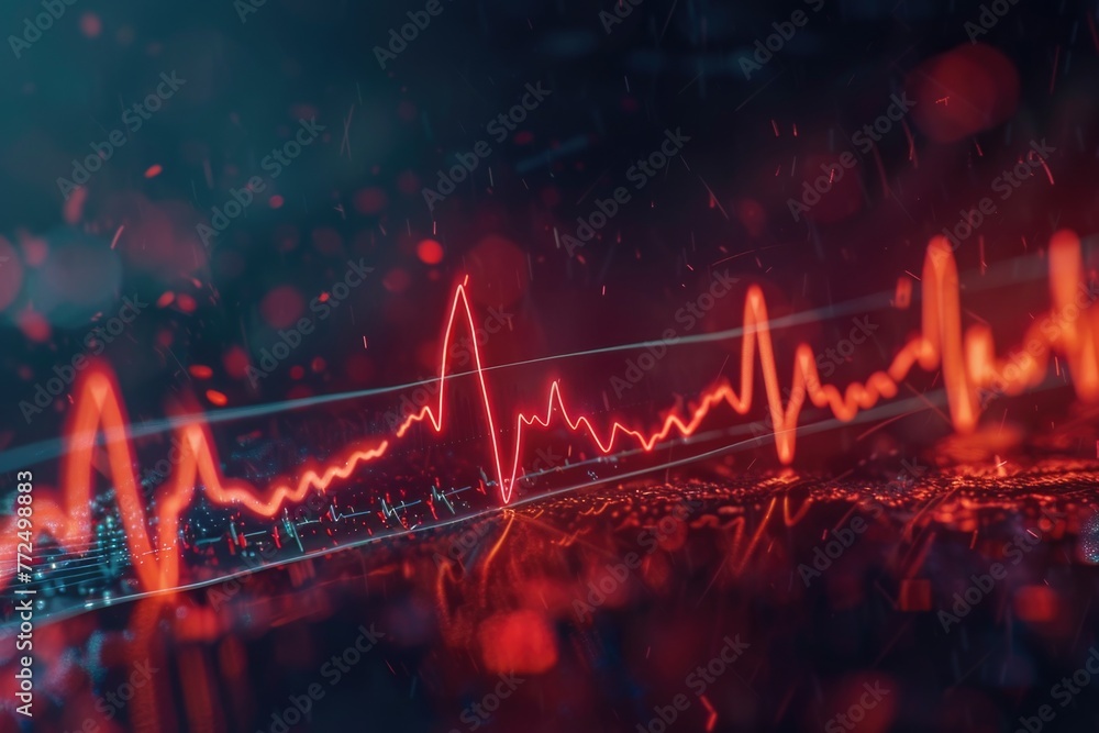 Poster Close up of a computer keyboard with a red light, suitable for technology concepts