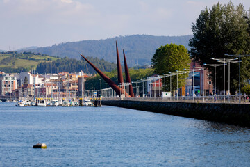 Ría de Avilés and its modern port promenade. Asturias, Spain