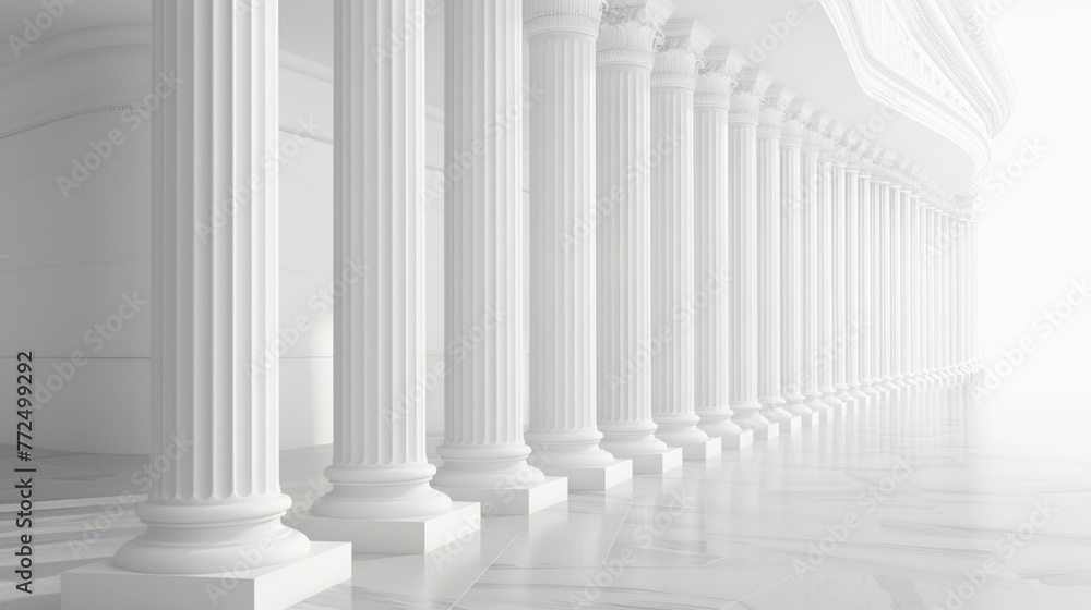 Poster A row of white columns in a white room. Perfect for architectural projects