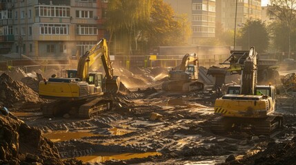 Construction equipment in a dirty environment, suitable for industrial concepts - obrazy, fototapety, plakaty