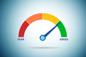 Fear and greed investor behaviour concept - obrazy, fototapety, plakaty