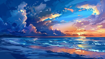 Obraz na płótnie Canvas Sunset Over Ocean
