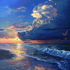 Sunset Over the Ocean Painting