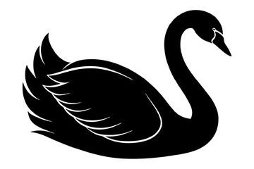 Vector Swan Silhouette Illustration Against White Background