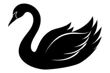 Obraz premium Vector Swan Silhouette Illustration Against White Background