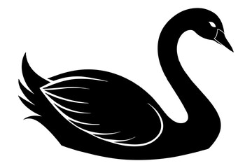 Vector Swan Silhouette Illustration Against White Background