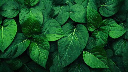 Background wallpaper design illustration ,freshwater life drop , Green Leaves Pattern Background , Generate AI
