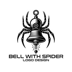Bell With Spider Vector Logo Design