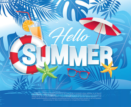 summer vacation baner layout design, vector illustration