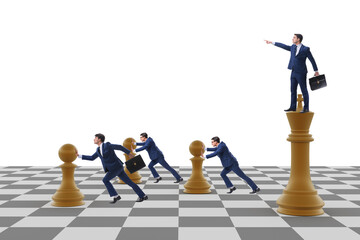 Businessman shouting in the game of chess