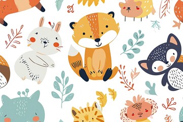 Animal pattern background with adorable animals and playful designs, A charming backdrop adorned with cute animal patterns and playful designs.