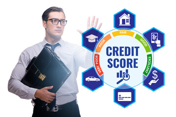 Businessman in credit score concept