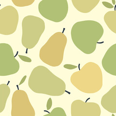 Seamless pattern with apples and pears. Fruits background. Vector illustration. 