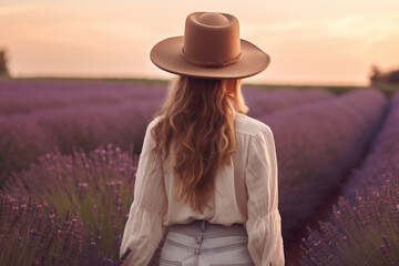 Twilight Whispers: Woman Amidst Lavender