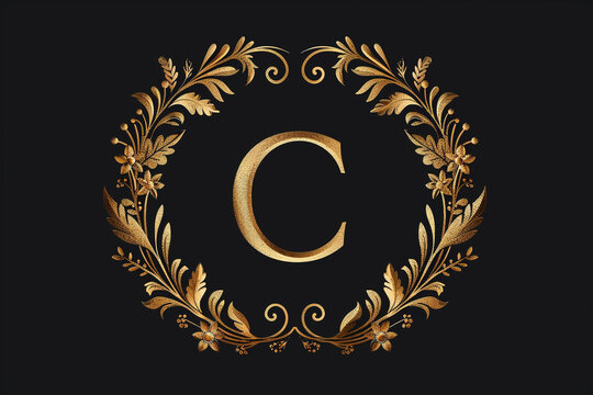 The elegant letter C, royal fashion. calligraphic beautiful logo. An antique hand-drawn logo, Illustration format.
