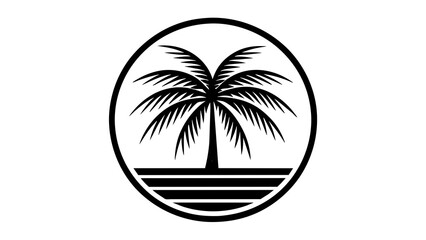 a-palm-tree-icon-in-circle-log vector illustration
