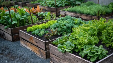 Fototapeta na wymiar Community vegetable gardens in unused urban spaces