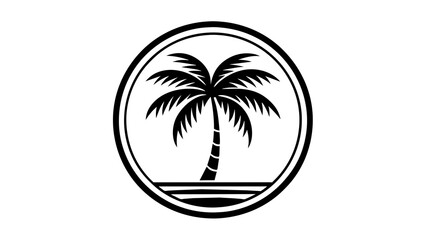 a-palm-tree-icon-in-circle-log vector illustration