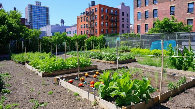 Community vegetable gardens in unused urban spaces