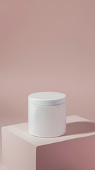 A white container perched delicately on top of a white box