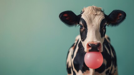 Cow in Pink Glasses Blowing Bubble