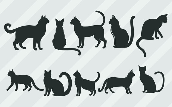 set of cat silhouettes