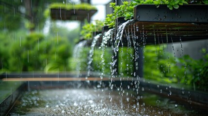Rainwater harvesting system in a public park - obrazy, fototapety, plakaty