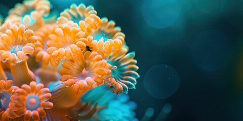 Fototapeta na wymiar Colorful anemone on a blue water background