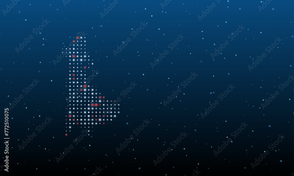 Poster on the left is the lady symbol filled with white dots. background pattern from dots and circles of d