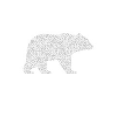 The bear symbol filled with black dots. Pointillism style. Vector illustration on white background
