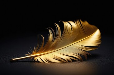 golden feather on a black background