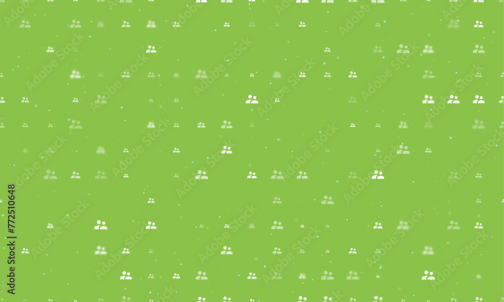 Poster seamless background pattern of evenly spaced white group symbols of different sizes and opacity. vec