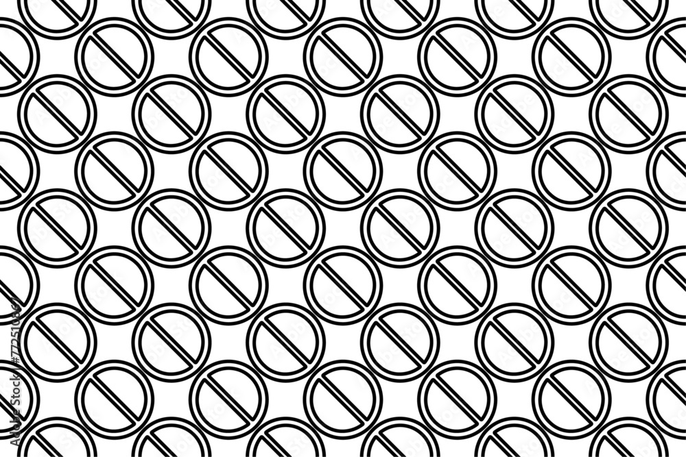 Poster seamless pattern completely filled with outlines of no parking signs. elements are evenly spaced. ve