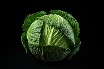 Cabbage isolated on black background. Fresh cabbage on black background.