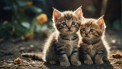 Cute Adorable Kittens  - obrazy, fototapety, plakaty