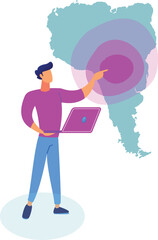a man painting a wall cirlces