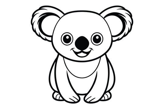 a cute koala line art vector illustration