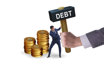 Businessman in loan and debt concept